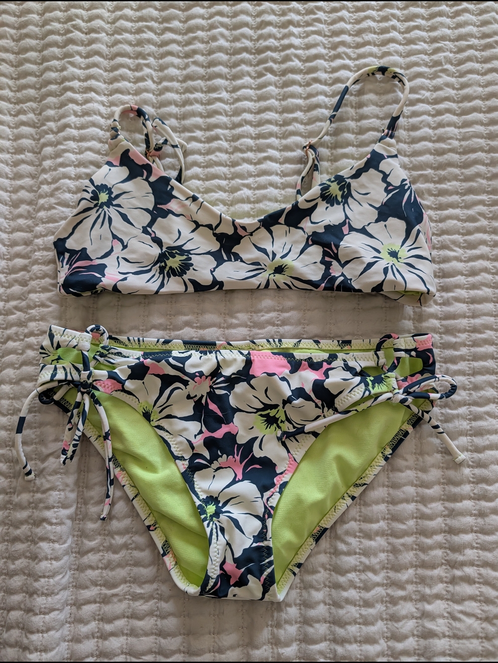 Raisins Floral Bikini Set in Navy, White, Pink & Lime